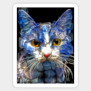 Blue Mosaic Cat Sticker